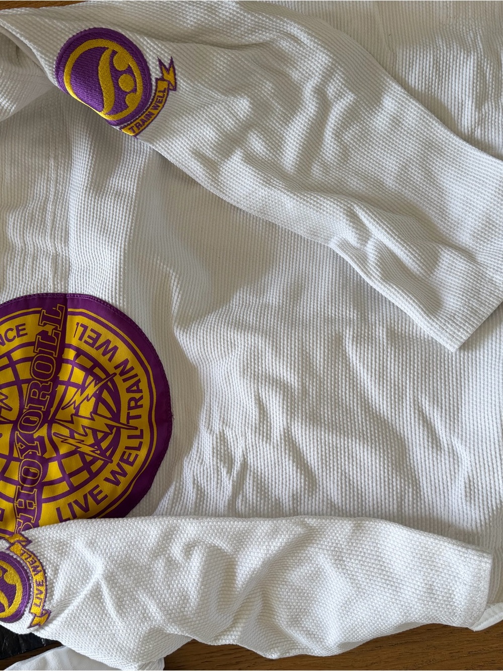 Shoyoroll White Jiu-Jitsu Gi with Purple & Gold Patches - Men - Picture 4 of 4